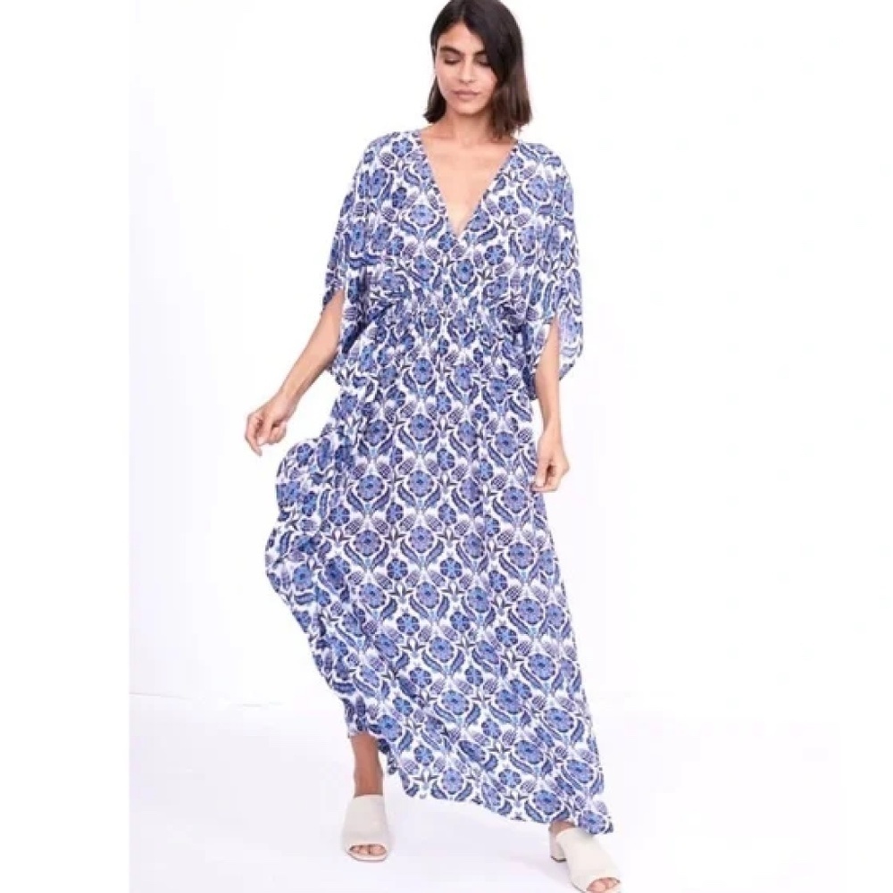 RUJETA SHETH Marie Cinch CAFTAN Blue Dress Size M/L - Picture 3 of 7